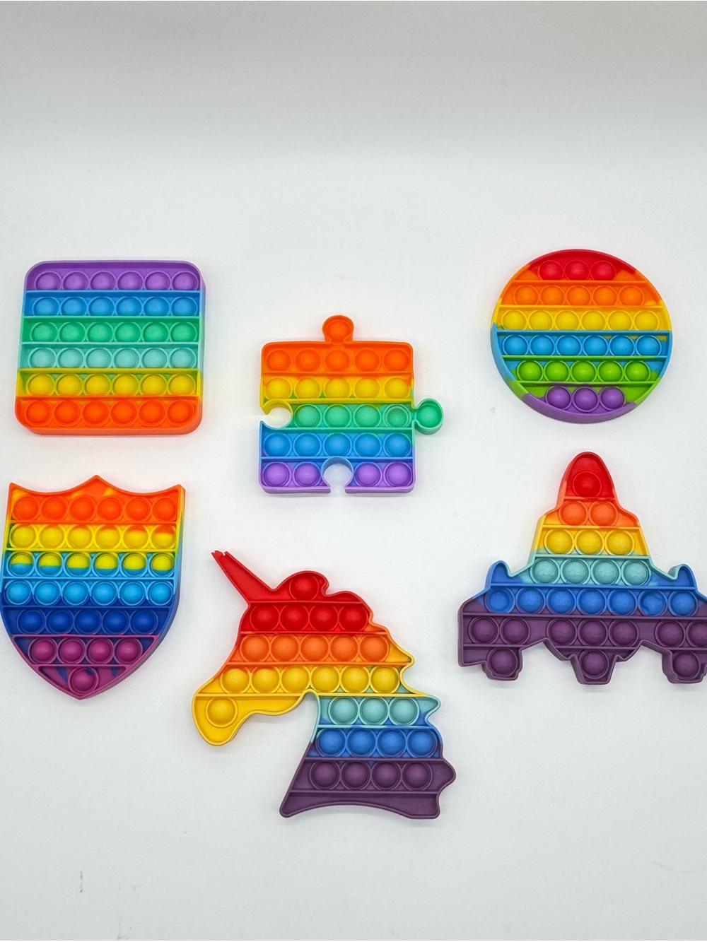 Mixed Multicolor Pop it Fidget Toy Bundle (11 pcs) Unicorn & Shapes-Sensory Lot - Picture 2 of 5